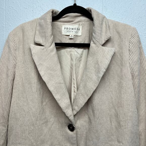 Promesa Corduroy Womens Y2K Inspired Blazer Jacket Small Light Academia Career - Picture 3 of 13